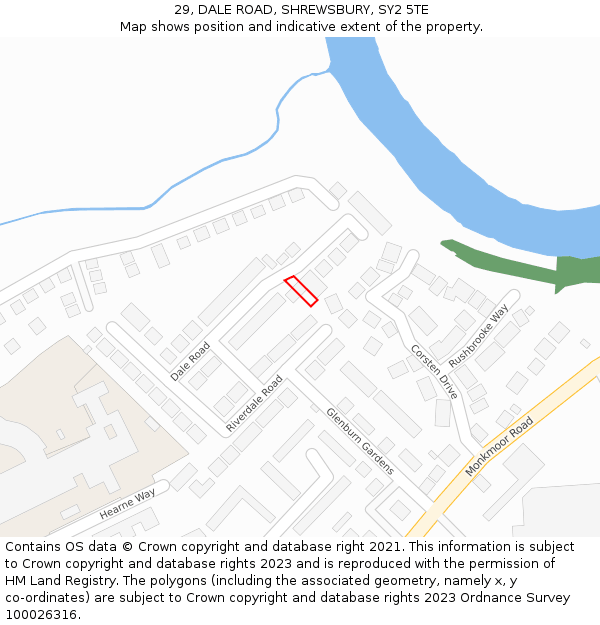 29, DALE ROAD, SHREWSBURY, SY2 5TE: Location map and indicative extent of plot