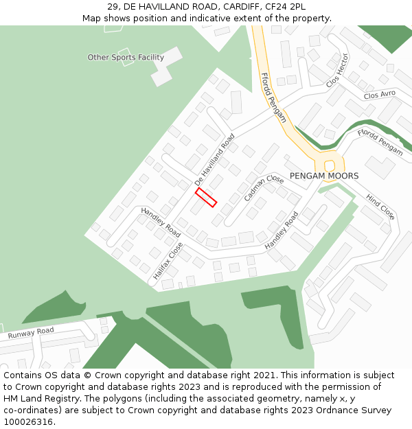 29, DE HAVILLAND ROAD, CARDIFF, CF24 2PL: Location map and indicative extent of plot