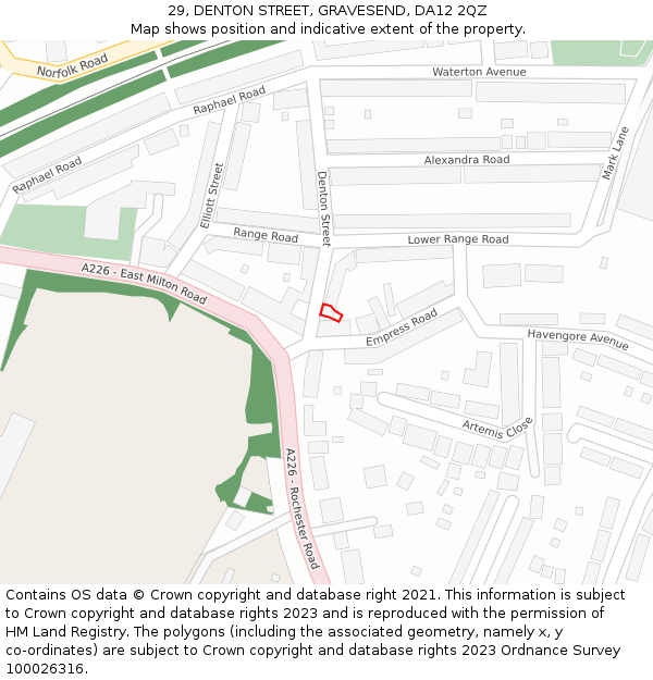29, DENTON STREET, GRAVESEND, DA12 2QZ: Location map and indicative extent of plot