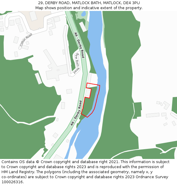 29, DERBY ROAD, MATLOCK BATH, MATLOCK, DE4 3PU: Location map and indicative extent of plot