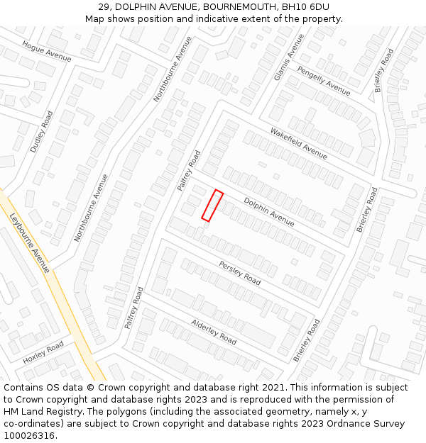 29, DOLPHIN AVENUE, BOURNEMOUTH, BH10 6DU: Location map and indicative extent of plot