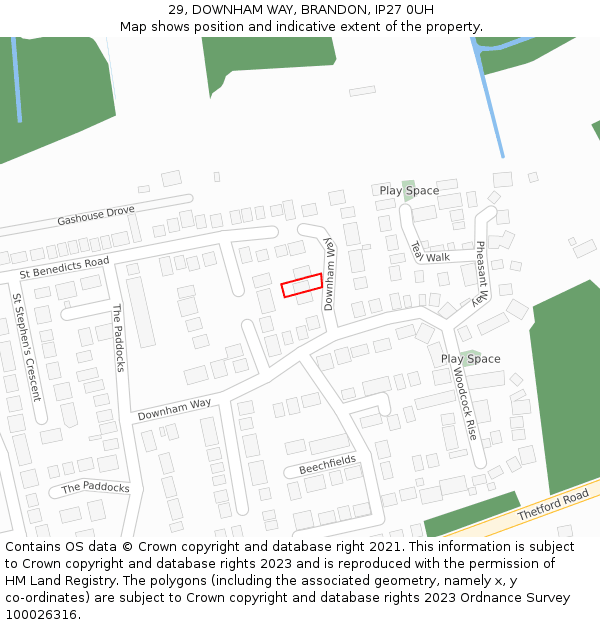29, DOWNHAM WAY, BRANDON, IP27 0UH: Location map and indicative extent of plot