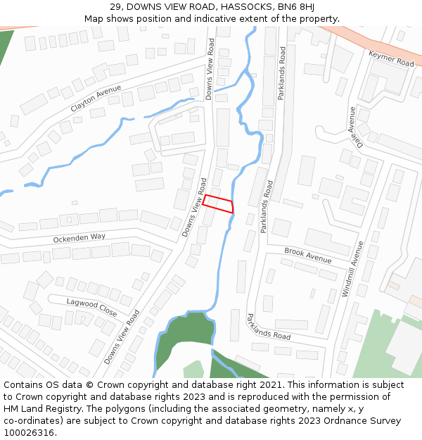 29, DOWNS VIEW ROAD, HASSOCKS, BN6 8HJ: Location map and indicative extent of plot