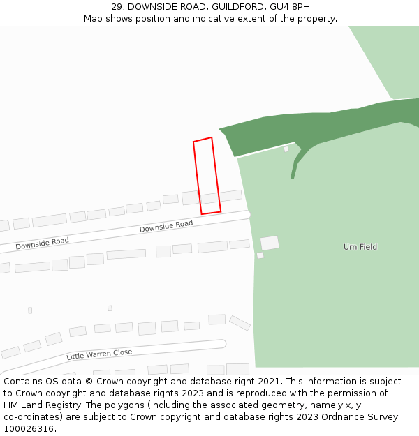 29, DOWNSIDE ROAD, GUILDFORD, GU4 8PH: Location map and indicative extent of plot