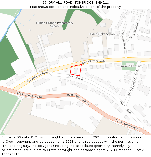 29, DRY HILL ROAD, TONBRIDGE, TN9 1LU: Location map and indicative extent of plot