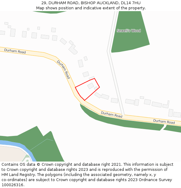 29, DURHAM ROAD, BISHOP AUCKLAND, DL14 7HU: Location map and indicative extent of plot