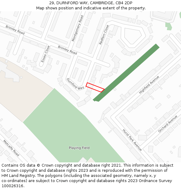 29, DURNFORD WAY, CAMBRIDGE, CB4 2DP: Location map and indicative extent of plot