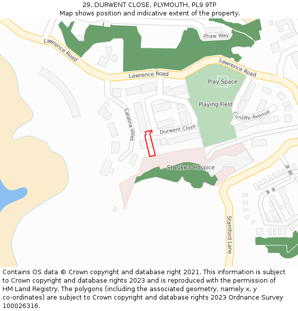 29, DURWENT CLOSE, PLYMOUTH, PL9 9TP: Location map and indicative extent of plot