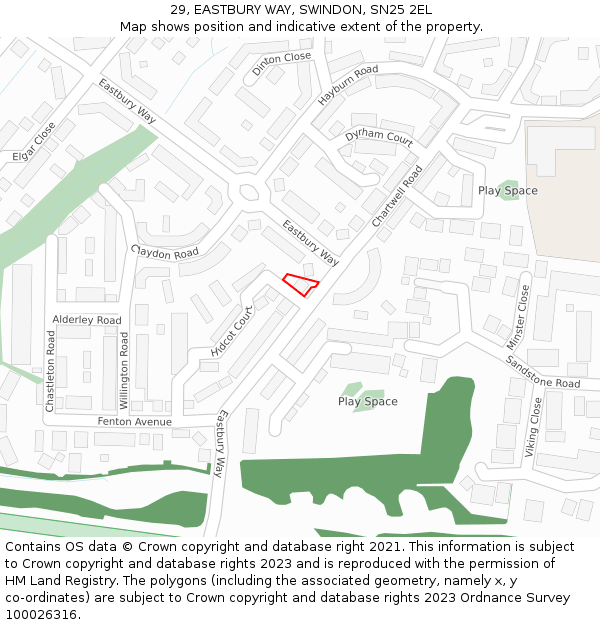 29, EASTBURY WAY, SWINDON, SN25 2EL: Location map and indicative extent of plot