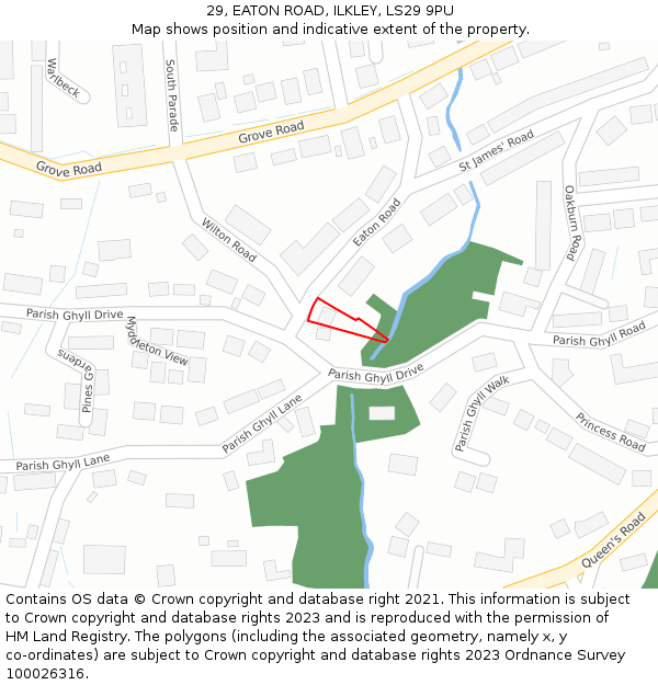 29, EATON ROAD, ILKLEY, LS29 9PU: Location map and indicative extent of plot