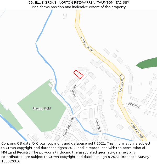 29, ELLIS GROVE, NORTON FITZWARREN, TAUNTON, TA2 6SY: Location map and indicative extent of plot