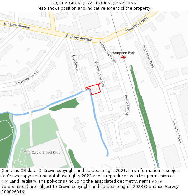 29, ELM GROVE, EASTBOURNE, BN22 9NN: Location map and indicative extent of plot