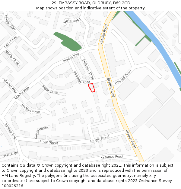 29, EMBASSY ROAD, OLDBURY, B69 2GD: Location map and indicative extent of plot