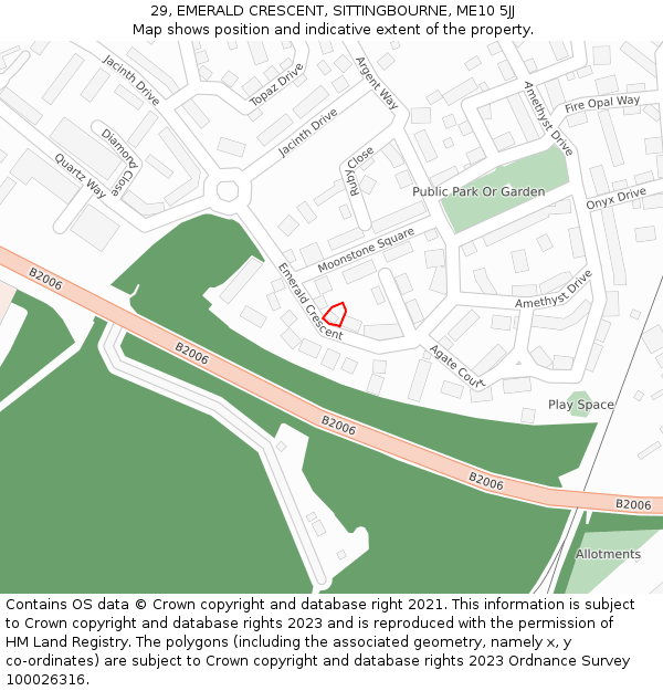 29, EMERALD CRESCENT, SITTINGBOURNE, ME10 5JJ: Location map and indicative extent of plot