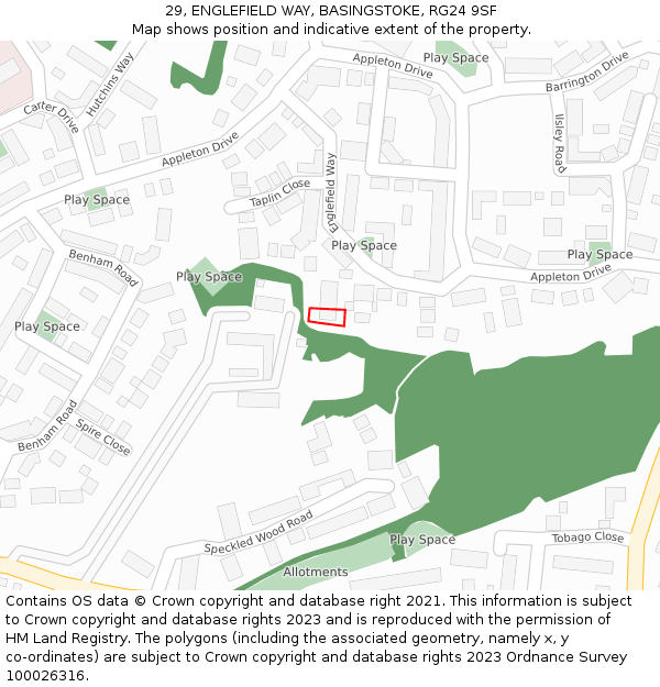 29, ENGLEFIELD WAY, BASINGSTOKE, RG24 9SF: Location map and indicative extent of plot