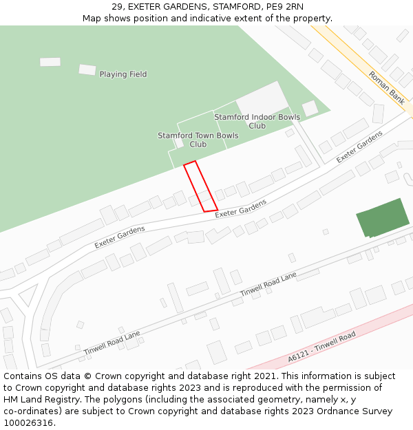 29, EXETER GARDENS, STAMFORD, PE9 2RN: Location map and indicative extent of plot