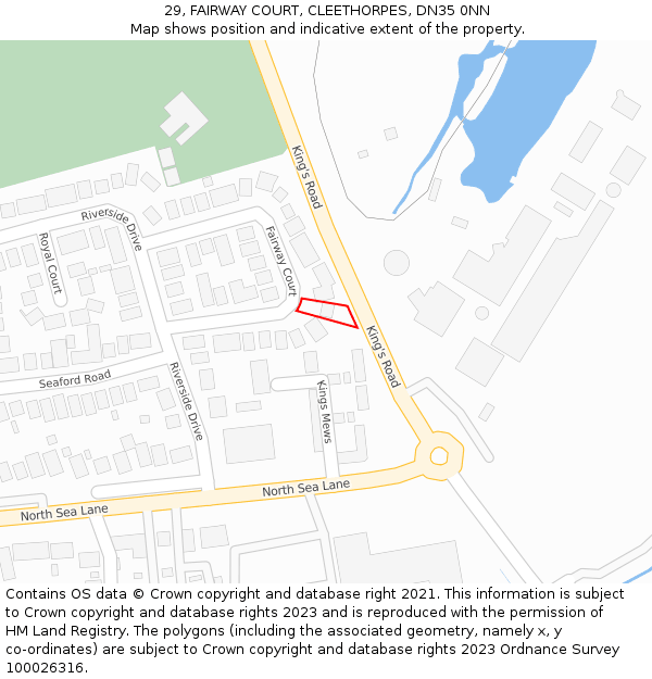 29, FAIRWAY COURT, CLEETHORPES, DN35 0NN: Location map and indicative extent of plot