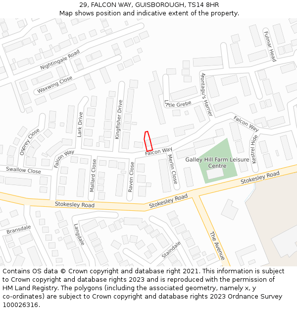 29, FALCON WAY, GUISBOROUGH, TS14 8HR: Location map and indicative extent of plot