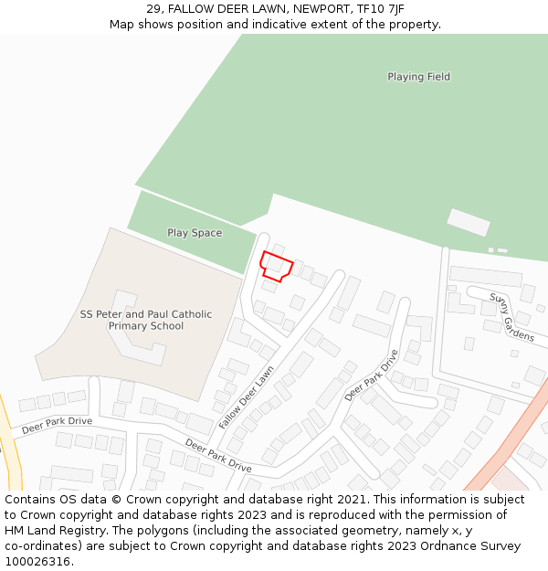 29, FALLOW DEER LAWN, NEWPORT, TF10 7JF: Location map and indicative extent of plot