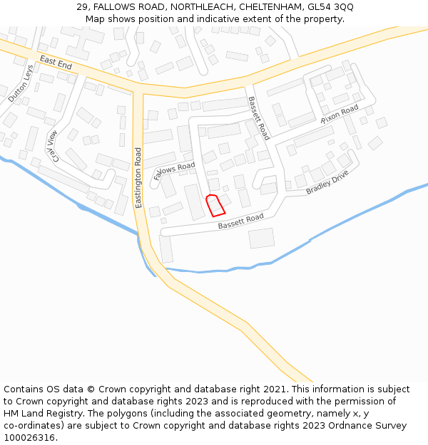 29, FALLOWS ROAD, NORTHLEACH, CHELTENHAM, GL54 3QQ: Location map and indicative extent of plot