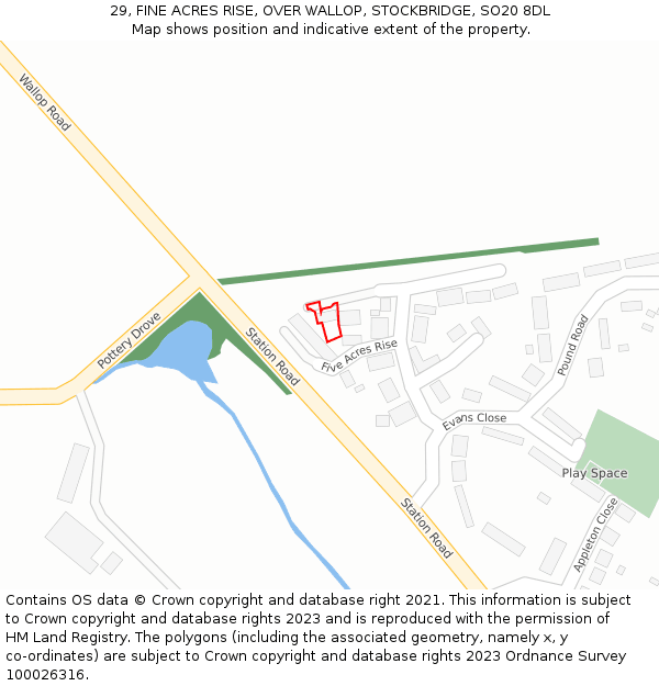 29, FINE ACRES RISE, OVER WALLOP, STOCKBRIDGE, SO20 8DL: Location map and indicative extent of plot