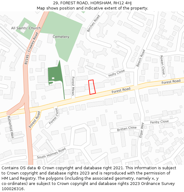 29, FOREST ROAD, HORSHAM, RH12 4HJ: Location map and indicative extent of plot