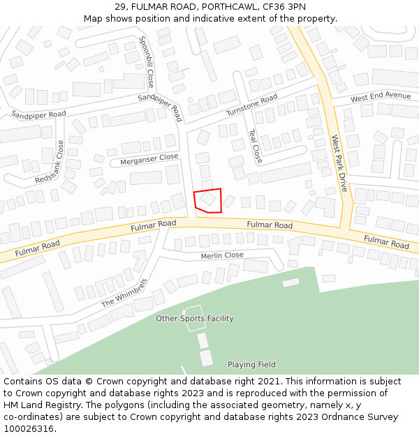 29, FULMAR ROAD, PORTHCAWL, CF36 3PN: Location map and indicative extent of plot