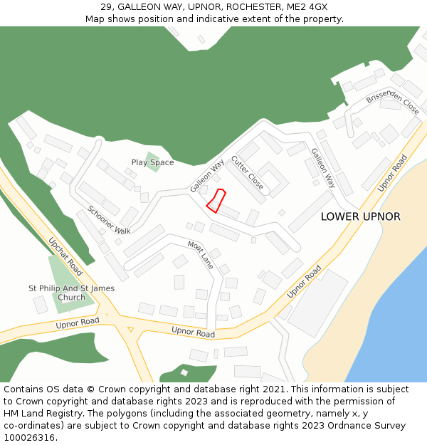 29, GALLEON WAY, UPNOR, ROCHESTER, ME2 4GX: Location map and indicative extent of plot