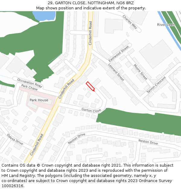 29, GARTON CLOSE, NOTTINGHAM, NG6 8RZ: Location map and indicative extent of plot