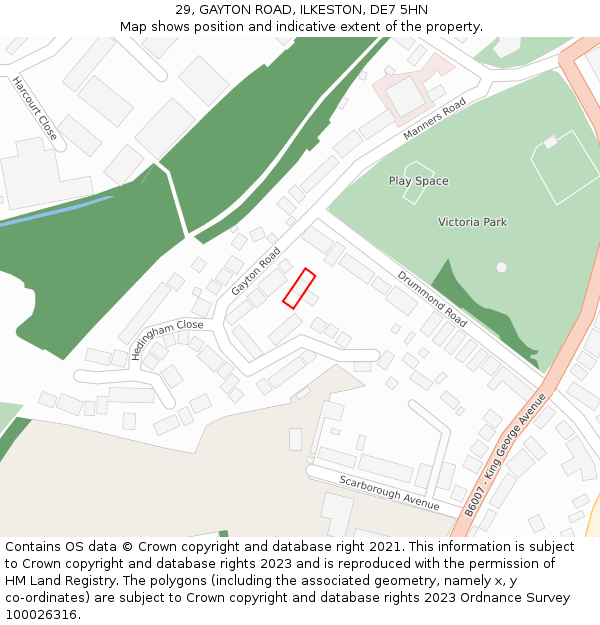 29, GAYTON ROAD, ILKESTON, DE7 5HN: Location map and indicative extent of plot