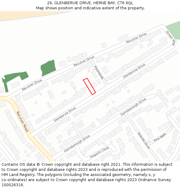 29, GLENBERVIE DRIVE, HERNE BAY, CT6 6QL: Location map and indicative extent of plot