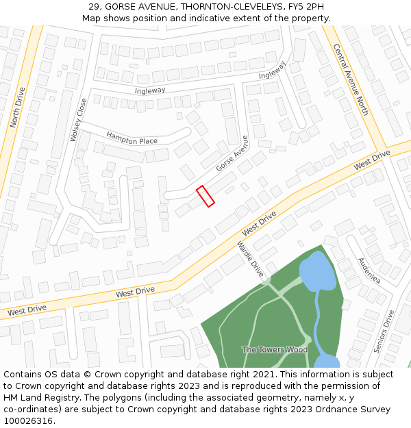 29, GORSE AVENUE, THORNTON-CLEVELEYS, FY5 2PH: Location map and indicative extent of plot
