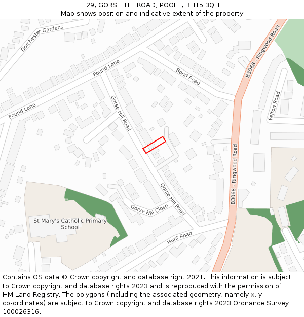 29, GORSEHILL ROAD, POOLE, BH15 3QH: Location map and indicative extent of plot