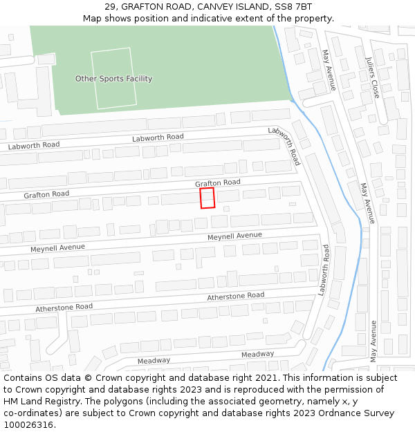 29, GRAFTON ROAD, CANVEY ISLAND, SS8 7BT: Location map and indicative extent of plot