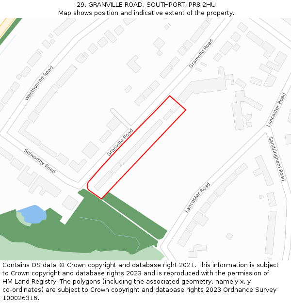 29, GRANVILLE ROAD, SOUTHPORT, PR8 2HU: Location map and indicative extent of plot