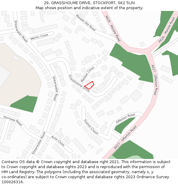 29, GRASSHOLME DRIVE, STOCKPORT, SK2 5UN: Location map and indicative extent of plot