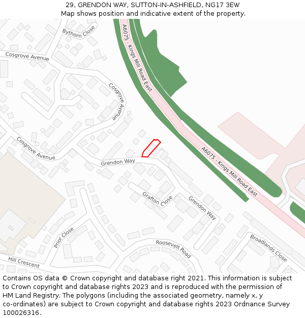 29, GRENDON WAY, SUTTON-IN-ASHFIELD, NG17 3EW: Location map and indicative extent of plot