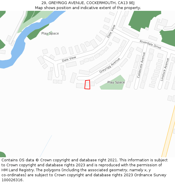 29, GREYRIGG AVENUE, COCKERMOUTH, CA13 9EJ: Location map and indicative extent of plot