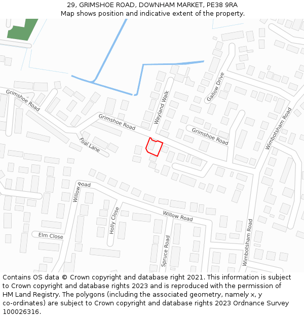 29, GRIMSHOE ROAD, DOWNHAM MARKET, PE38 9RA: Location map and indicative extent of plot