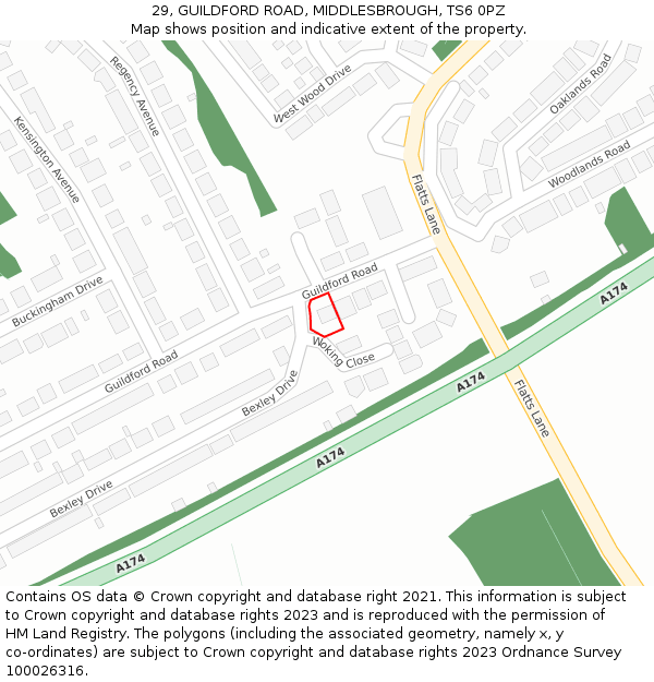 29, GUILDFORD ROAD, MIDDLESBROUGH, TS6 0PZ: Location map and indicative extent of plot