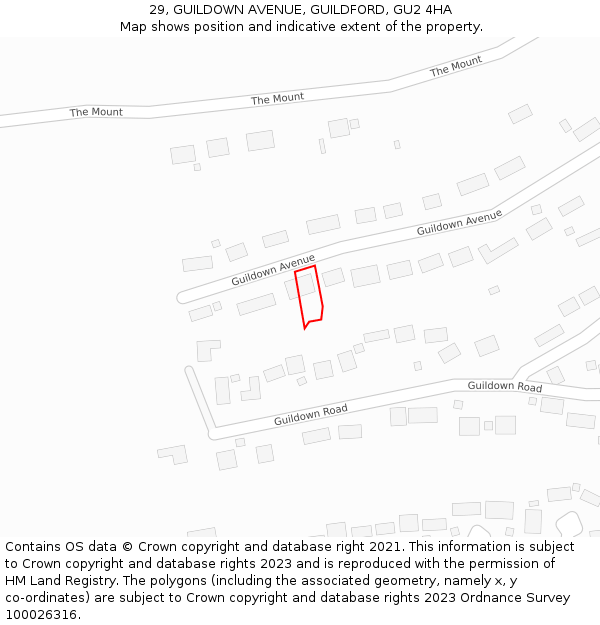 29, GUILDOWN AVENUE, GUILDFORD, GU2 4HA: Location map and indicative extent of plot
