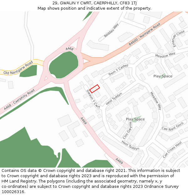 29, GWAUN Y CWRT, CAERPHILLY, CF83 1TJ: Location map and indicative extent of plot