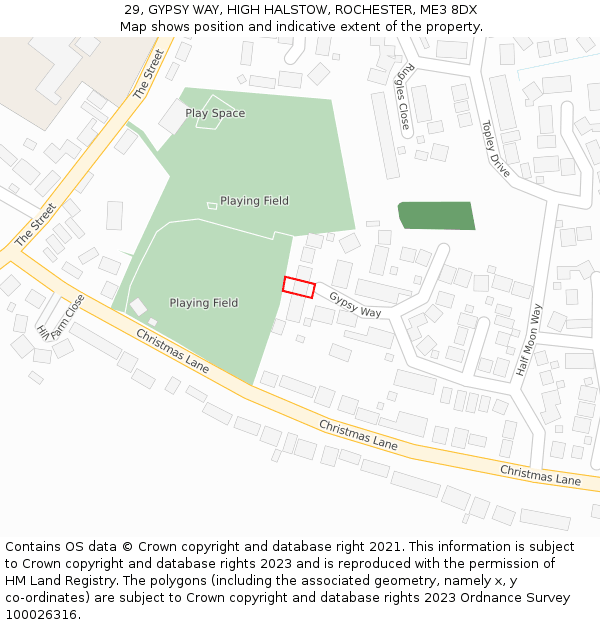 29, GYPSY WAY, HIGH HALSTOW, ROCHESTER, ME3 8DX: Location map and indicative extent of plot