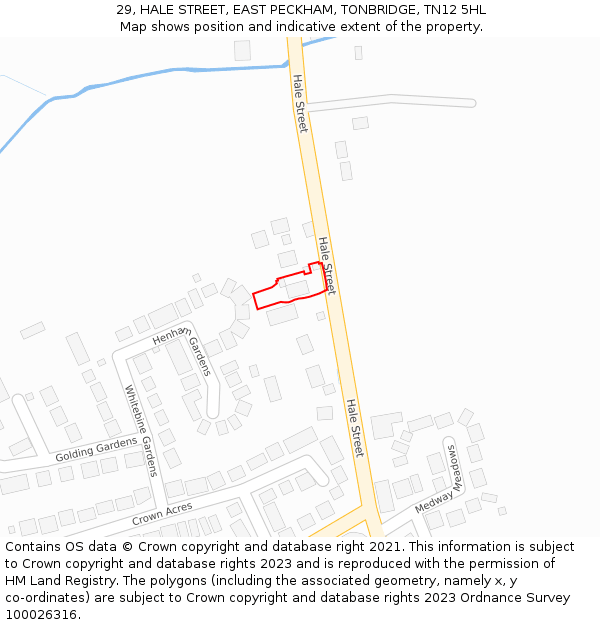 29, HALE STREET, EAST PECKHAM, TONBRIDGE, TN12 5HL: Location map and indicative extent of plot