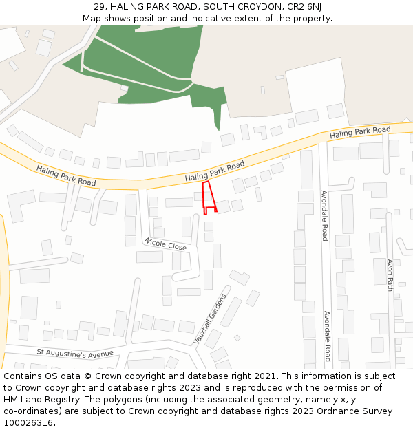 29, HALING PARK ROAD, SOUTH CROYDON, CR2 6NJ: Location map and indicative extent of plot