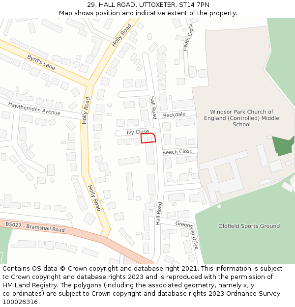 29, HALL ROAD, UTTOXETER, ST14 7PN: Location map and indicative extent of plot
