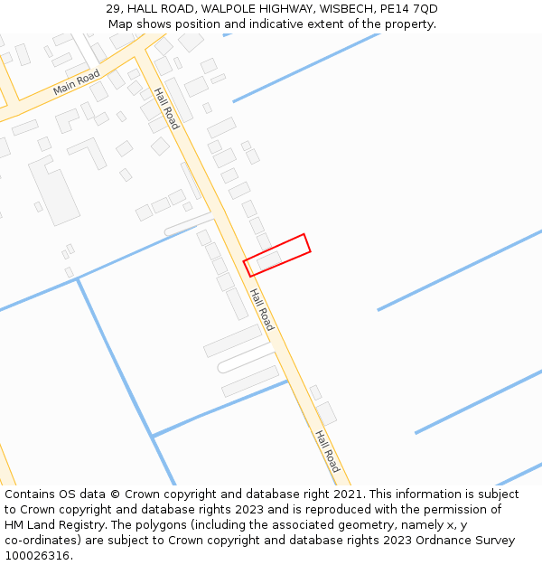 29, HALL ROAD, WALPOLE HIGHWAY, WISBECH, PE14 7QD: Location map and indicative extent of plot