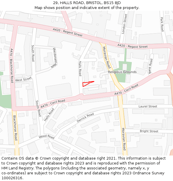 29, HALLS ROAD, BRISTOL, BS15 8JD: Location map and indicative extent of plot