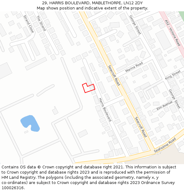 29, HARRIS BOULEVARD, MABLETHORPE, LN12 2DY: Location map and indicative extent of plot