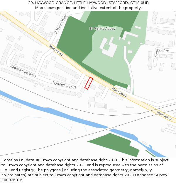 29, HAYWOOD GRANGE, LITTLE HAYWOOD, STAFFORD, ST18 0UB: Location map and indicative extent of plot